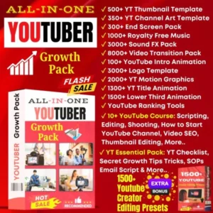Boost your YouTube channel with our All-in-One YouTuber Growth Pack for ultimate growth and engagement!