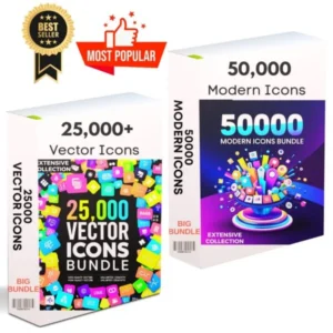 50,000 Modern Icons & 25,000 Vector Icons Bundle